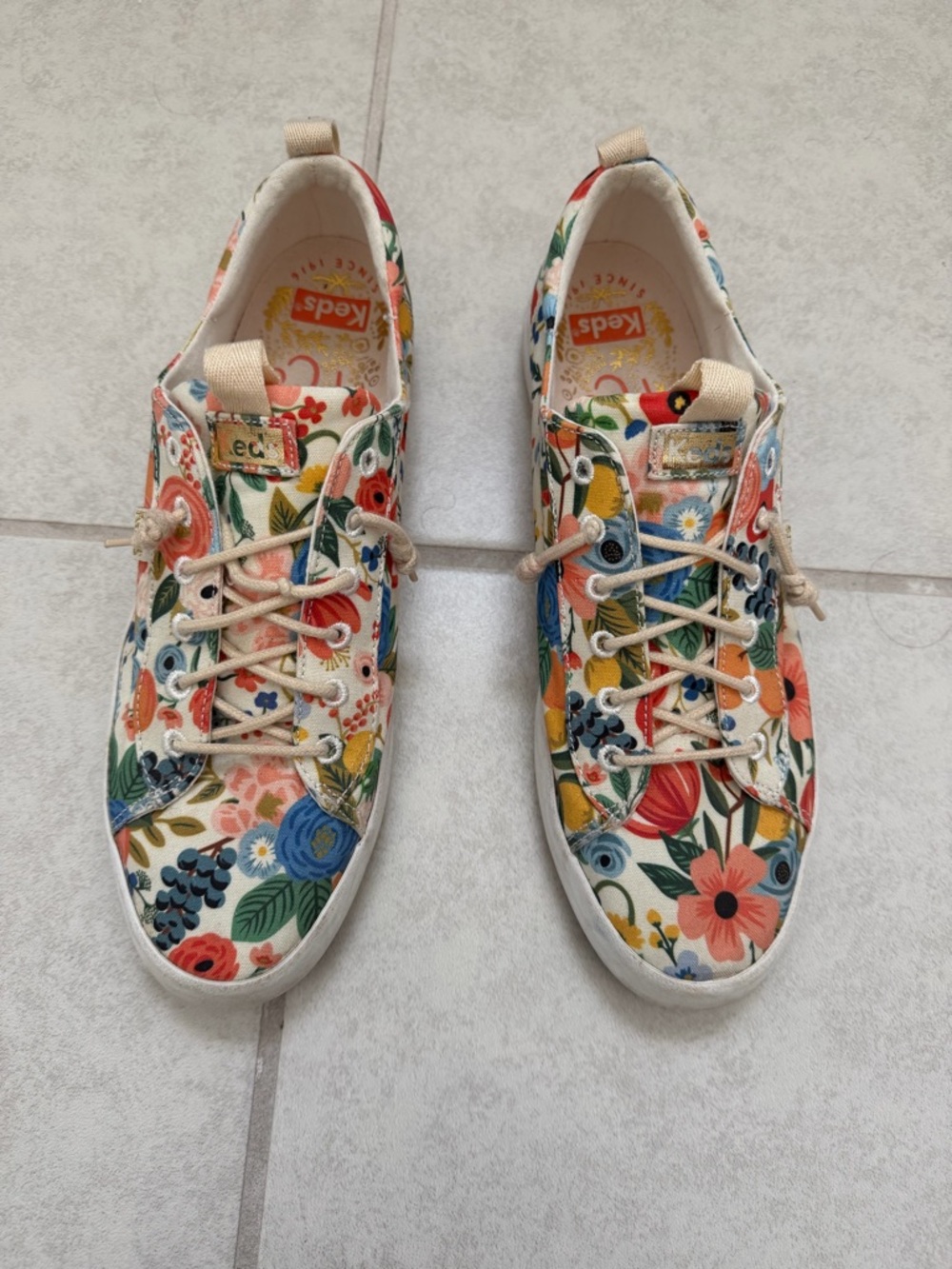Keds x Rifle Paper Floral Canvas Sneakers - Cream Base with Multicolor Flowers